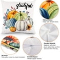 thumbnail image 3 of Fall Pillow Covers 18x18 Inch Set of 4 Thanksgiving Pillow Covers Teal Throw Pillowcase Farmhouse Harvest Pumpkin Sunflower Autumn Decorations Short Plush Cushion Case for Home Decor, 3 of 4