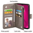 thumbnail image 3 of Compatible with T-Mobile Revvl 7 5G Wallet Phone Case and Tempered Glass Screen Protector Flower Faux Leather Flip Credit Card Holder Stand Zipper Cell Cover for T Mobile Revel7 Women Grey, 3 of 9