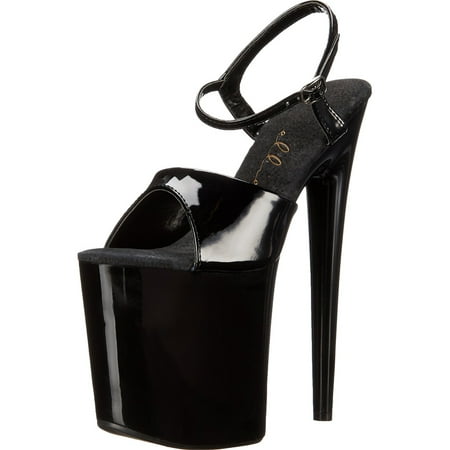 Exotic Ankle Strap - 8 Inch High Platform Stripper Sandals Open Toe Ankle Strap Exotic Heel Height