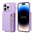 thumbnail image 5 of Nalacover RFID Blocking Wallet Case for iPhone 14 Pro, Shockproof PU Leather Magnetic Button Zipper Purse Card Slots & Kickstand Crossbody Phone Case with Shoulder & Wrist Strap,Purple, 5 of 12