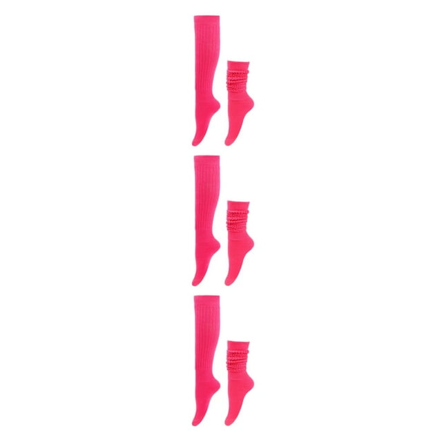 Youkk 2 Pcs Chaussettes Décontractées en Polyester Respirantes et Absorbant la Sueur Tissu Élastique Confortable à Porter Rouge Rose 3ensemble