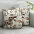 thumbnail image 3 of Nawypu  Jurassic Throw Pillow Cushion Cover, Arrangement of Various Dinosaurs Illustrations Skeleton Biology Historic, Decorative Square Accent Pillow Case, Dark Brown White, 3 of 5