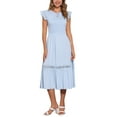 thumbnail image 2 of INSPIRE CHIC Summer Boho Midi Dress for Women's Flutter Sleeve Lace Trim Smocked Ruffle Flowy Beach Dress XS Blue, 2 of 6