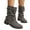 Grey, variant on Chenyee Fringe Boots for Women Vintage Suede Flat Buckle Strap Slip On Mid Calf Dress Ankle Booties