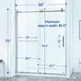 thumbnail image 4 of 56-60"W x 75"H Glass Shower Door,Semi-Frame Single Sliding Shower Door, 304 Stainless Steel in Chrome, 5/16" (8mm) Thick SGCC Tempered Clear Glass, 4 of 10