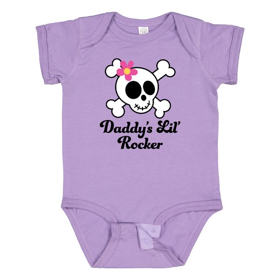 Inktastic Daddy's Little Rocker Skull Girls Baby Bodysuit