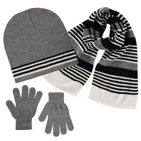 Polar Wear Boys Knit Hat, Scarf and Gloves Set (Gray (1251), One Size)