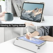 JETech Case for iPad (A16) 11th/10th Generation (2025/2022) with Pencil Holder, Clear Transparent Back Shell Slim Stand Shockproof Tablet Cover, Auto Wake/Sleep (White)