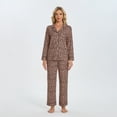 thumbnail image 4 of Womenp pajama set， Milk Silk Leopard Print Long Sleeve Pajama Set for women, 4 of 6