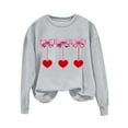 thumbnail image 3 of Valentines Day Crewneck Sweatshirts Womens Cute Valentine Sweater Pullover Long Sleeve Heart Bow Holiday Outfits, M Gray, 3 of 5