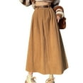 thumbnail image 6 of Womens Corduroy Skirt New High Waist Vintage A-Line Maxi Skirt Khaki S YIWEI, 6 of 11