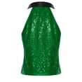 thumbnail image 4 of Zaldita Women's Sequins Blazer Vest Sleeveless Sparkle Jacket Waistcoat Halter Neck Vest for Cocktail Party Green XXL, 4 of 7