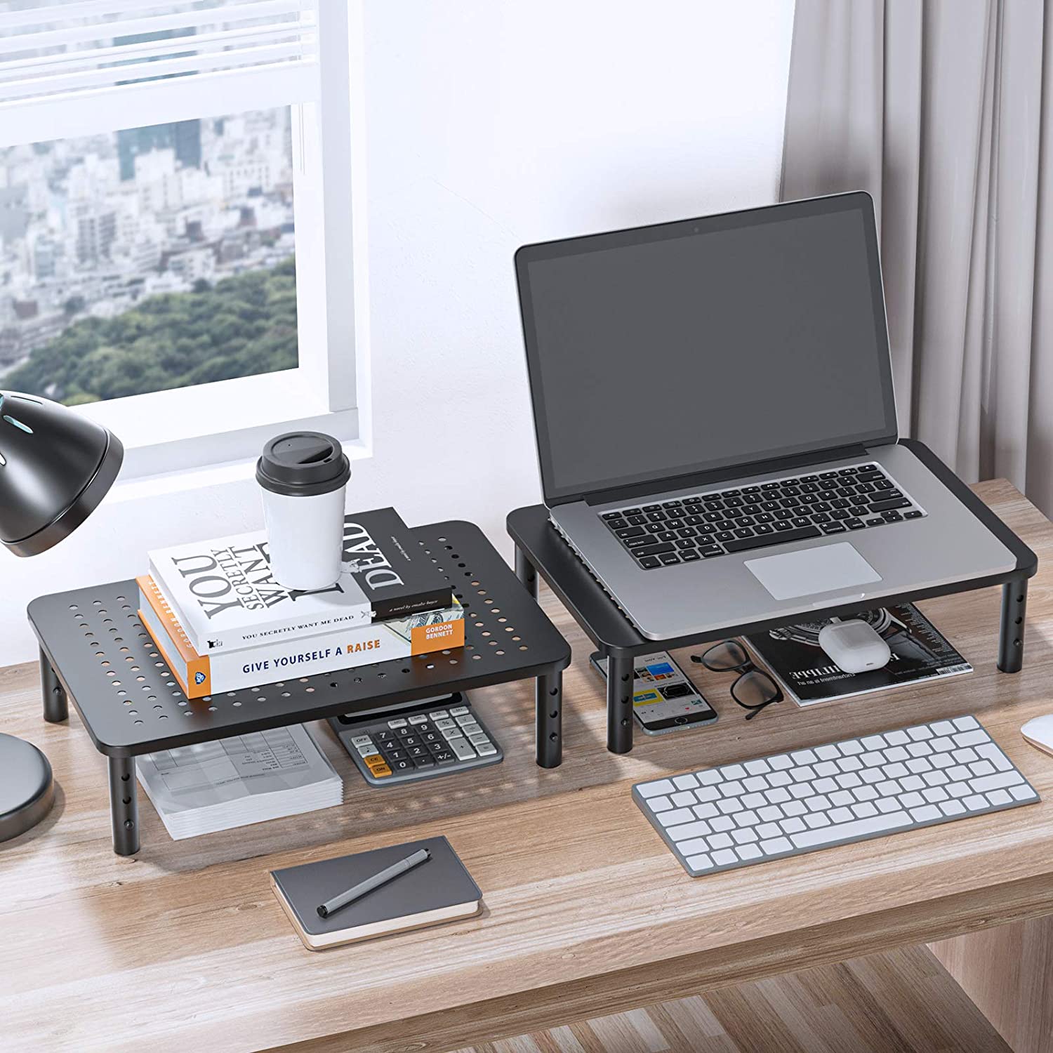 MountFTV 2-Pack Monitor Stand Riser, Adjustable Height photo 8