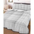 thumbnail image 3 of Quilts Twin Size, Grey Checkered Soft Comforter Bedding Set for Bed, Summer Modern Minimalist Lightweight Quilted Bedspread with Pillow Cover(2 Pieces) for All Season, 68x86 Inch, 3 of 9