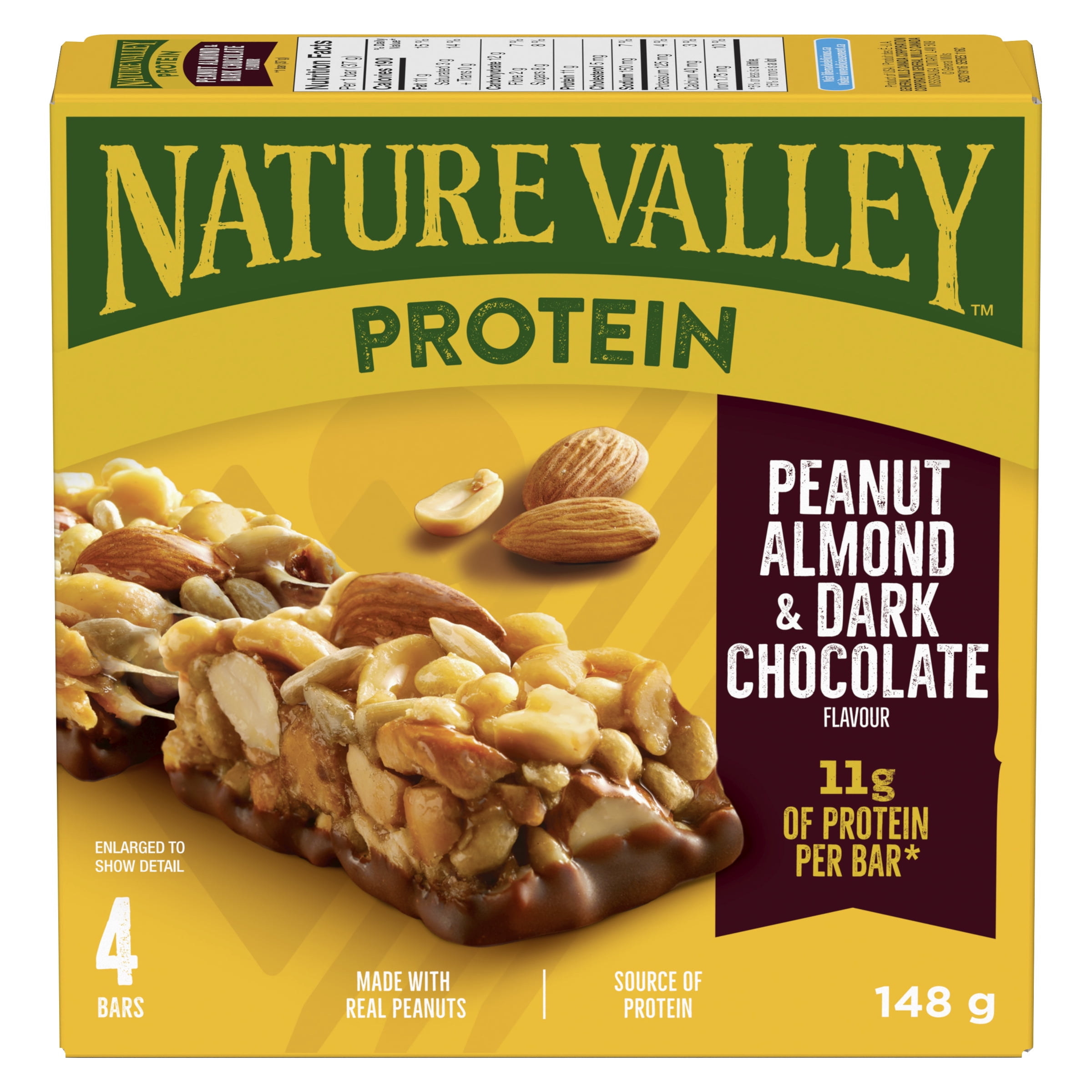 Nature Valley Protein Granola Bars, Peanut Almond and Dark Chocolate, 4 ct, 4 bars x 37 g, 148 g