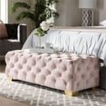 thumbnail image 4 of Baxton Studio Avara Pouf Moderne en Velours Touffeté Rose et Or, 4 of 8