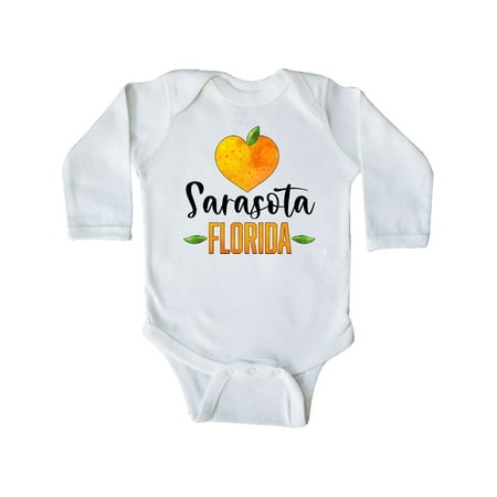 

Inktastic Sarasota Florida Orange in Heart Gift Baby Boy or Baby Girl Long Sleeve Bodysuit