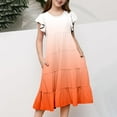 thumbnail image 2 of shoper Dresses for Girls 10-12 Ruffled Sleeve Crew Neck Gradient Color Swing Comfortable Dresses for Girls 2025 Girls Beach Vacation Dress Orange1 120, 2 of 6