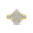 thumbnail image 2 of 10kt Yellow Gold Womens Round Diamond Concentric Teardrop Cluster Ring 1/4 Cttw, 2 of 4