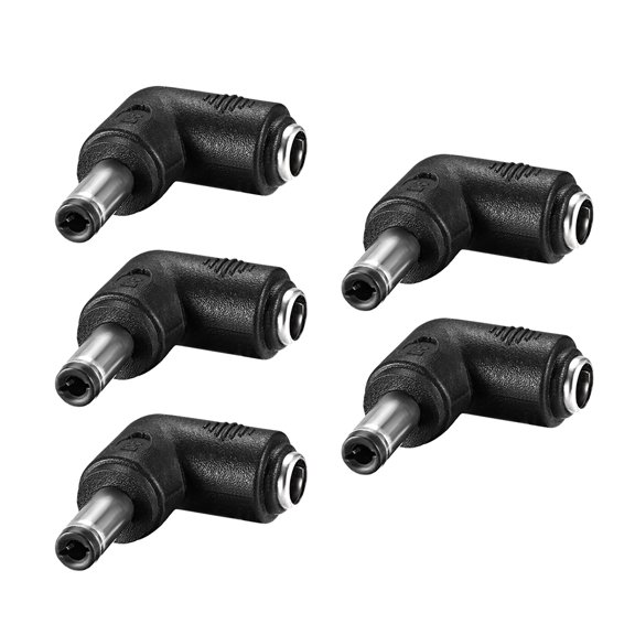 DC Connector 90 Degree 5.5mm x 2.5mm Male to 5.5mm x 2.1mm Female 5Pcs