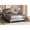 Gray, variant on Baxton Studio Ingrid Glam and Luxe Dark Grey Fabric Upholstered Gold Finished Legs Full Size Platform Bed