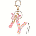 thumbnail image 5 of W Style Letter Pendant Pink Cute Initial Keychain Butterfly Keychain, 5 of 5