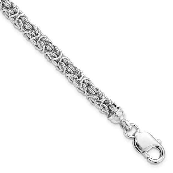 925 Sterling Silver Byzantine Necklace Chain Polished Link Bracelet 7.5 inch 12 mm