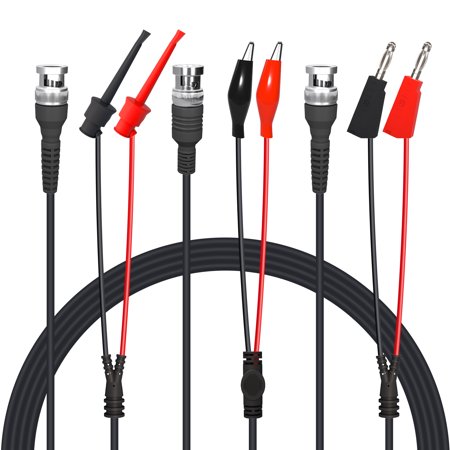 ELECTCHN BNC Test Leads Set Oscilloscope Probes BNC to Alligator Crocodile Clips BNC to Test Hook Clips BNC to Dual Stacking Banana Male Plug Cable Wire Set