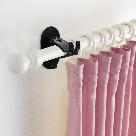 MERRYHAPY Black ABS Plastic No-Drill Curtain Rod Brackets, Easy to Install, 2-Pack for Window Treatments and Home Decor