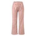 thumbnail image 6 of XFLWAM Womens Linen Pants Wide Leg Drawstring High Elastic Waist Pant Trendy Dressy Casual Loose Beach Trousers with Pockets Pink S, 6 of 6