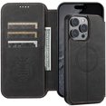 thumbnail image 6 of ELEHOLD for iPhone 13 Pro Max 6.7" Retro Wallet Case Premium Leather with Card Slots Kickstand Function Magnetic Absorption Compatible with MagSafe Charging Shockproof Protective Case,Black, 6 of 9