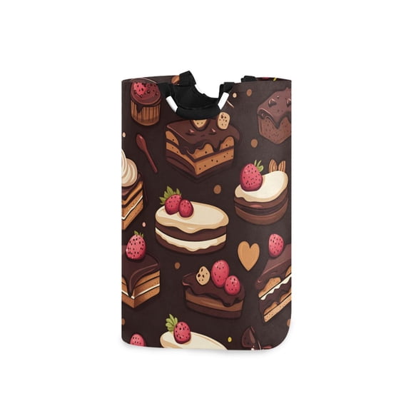 Yayeee Freestanding Laundry Hamper with Handle Collapsible Large Storage Basket for Clothes, Sweet Cakes
