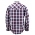thumbnail image 2 of Men’s Western Pearl Snap Button Down Casual Long Sleeve Plaid Cowboy Shirt (#25 Burgundy/White, L), 2 of 3