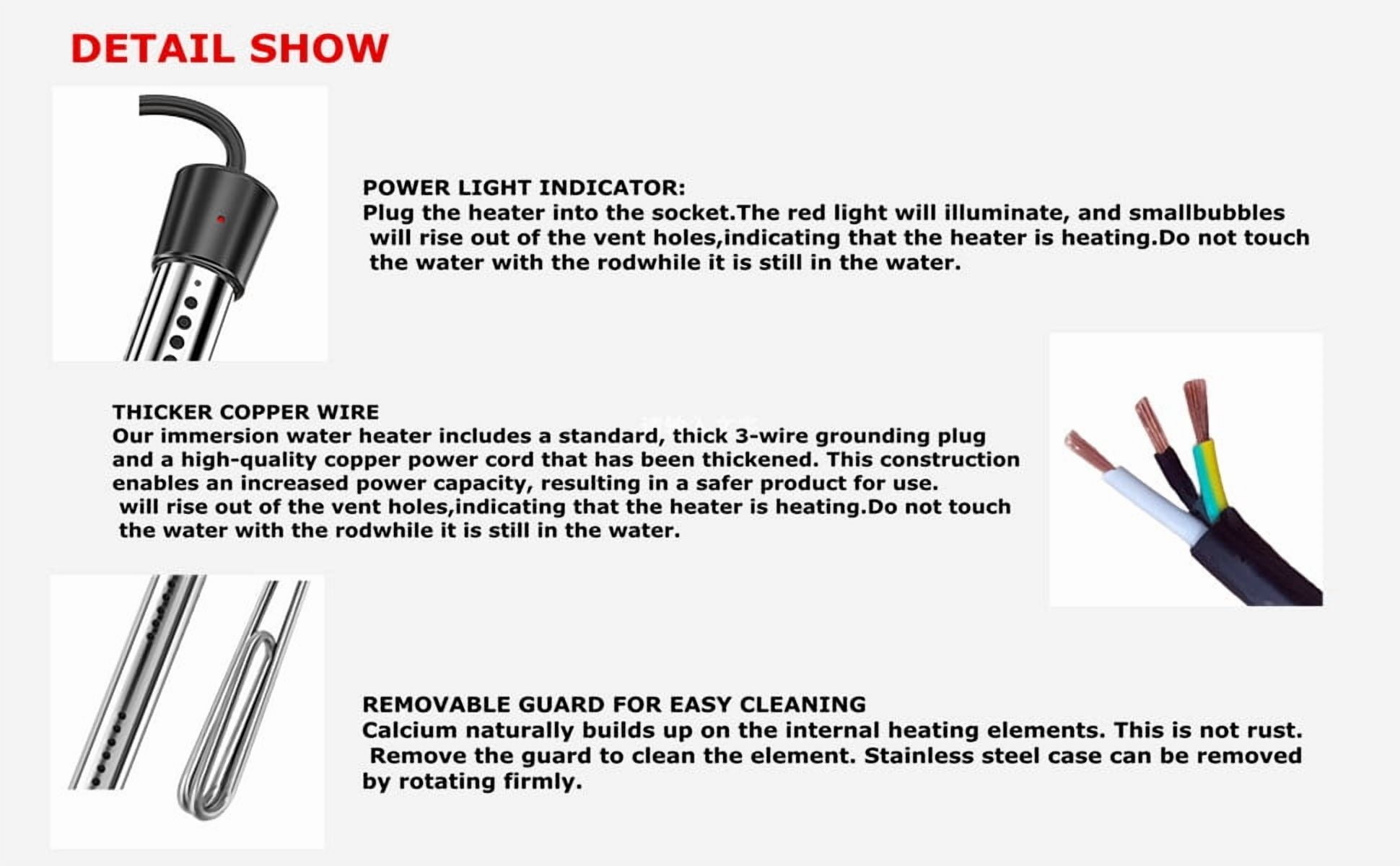 Portable Water Heater Rod for Bath – Fast Heating Immersion Heater Stick with Safety Protection for Home and Outdoor Use