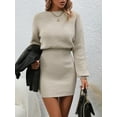 thumbnail image 6 of Calvaya Drop Shoulder Ribbed Knit Sweater Dress Fall Winter Cloth For Women, 6 of 10