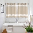 thumbnail image 3 of Beige Striped Kitchen Curtains Short 45 Inch Length, Farmhouse Luxurious White Stripes Modern Abstract Art Bedroom Living Room Curtains, Light Filtering Cafe Curtain Drapes 2 Panels Set 84''x45'', 3 of 9