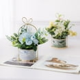 thumbnail image 4 of Artificial Flowers Hydrangea with Ceramic Vase Silk Chrysanthemum Mini Potted Fake Flowers Hanging Potted Plants for Wedding Home Office Decoration Pack of One (White), 4 of 5