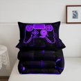 thumbnail image 4 of Erosebridal Gaming Bedding Queen Comforter Set Teen, Futuristic Cubes Down Comforter, Purple 3pcs, 4 of 6