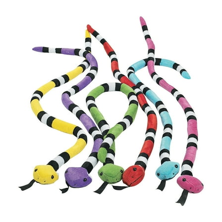 Fun Express Bright & Striped Stuffed Snakes - 6 Pieces