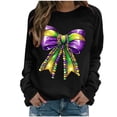 thumbnail image 2 of Xuyuer Women's Carnival Printed Long Sleeved Round Neck Mardi Gras Sweatshirt Carnival Outfits Women Carnival Sweatshirts Fat Tuesday Fashionable Pullover Tops, 2 of 6