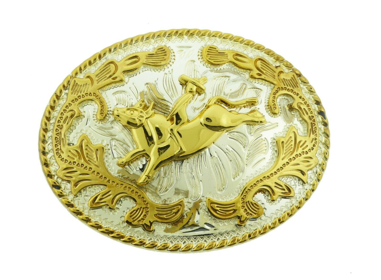 Cowgirl Belt Buckle Rodeo Bull Rider TwoTone Metal Fashion Costume