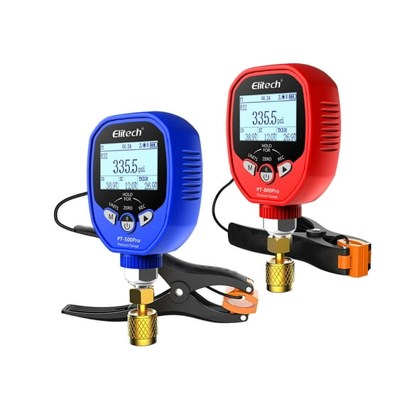 Elitech PT-500&PT-800 Wireless Refrigeration Digital Manifold Gauge Set, Pressure Gauge with Bluetooth, Temperature Clamp