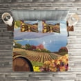 thumbnail image 2 of Ambesonne Winery Quilted Coverlet 3 Pcs, Cartoon Vineyard Grapes, King Size, Blue Yellow, 2 of 2