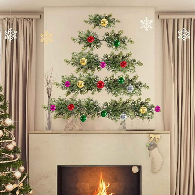 Decoración navideña Árbol de Navidad montado en la pared Mini árbol de Navidad Colgante de pared Decoración de tela de pared Árbol de Navidad pequeño montado en la pared Ramas falsas Minimalistas Deco