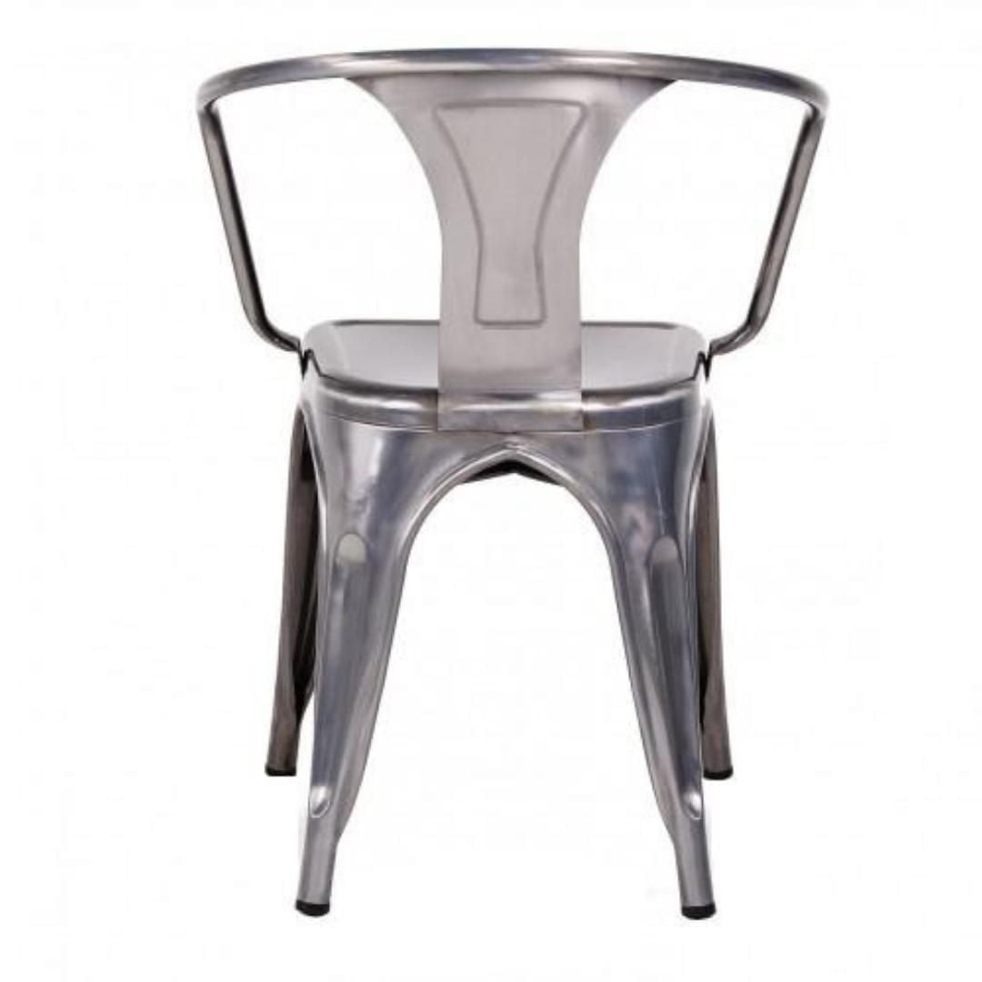 Chaise à accoudoirs emblématique Tolix Gunmetal – Chaise de salle à manger en métal durable, légère et de style industriel, parfaite pour les espaces modernes, rustiques ou urbains