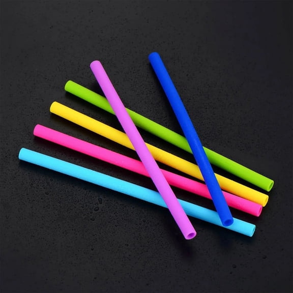 Jumbo Silicone Straws 6-Pack – Extra Wide 10 Inch Reusable Drinking Straws, BPA-Free & Dishwasher Safe – Multicolor Eco-Friendly for Smoothies, Milkshakes & Iced Coffee