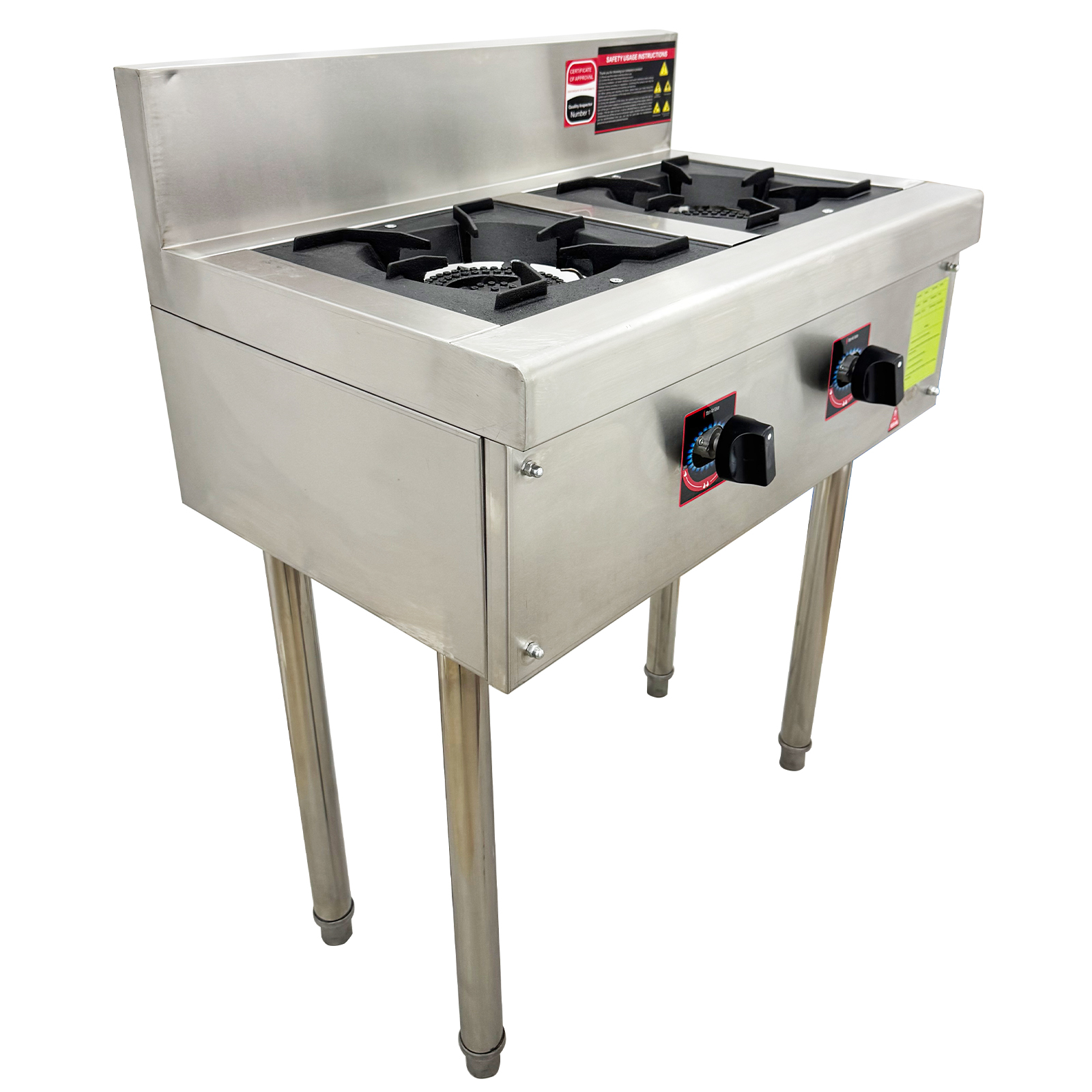 Commercial Double Burner Energy Saving Gas Stove Floor Model Stove Liquefied Gas