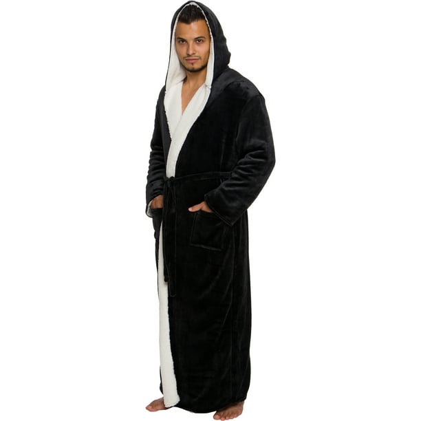 Ross Michaels Ross Michaels Mens Luxury Hooded Sherpa Lined Full Length Big And Tall Robe Walmart Com Walmart Com