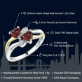 thumbnail image 2 of Gem Stone King 925 Silver and 10K Yellow Gold Red Garnet and White Lab Grown Diamond Ring for Women | 1.22 Cttw | January Birthstone | Heart Shape 5MM | Available in Size 5, 6, 7, 8, 9, 2 of 6