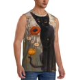 thumbnail image 2 of Kdxio Black Cat in Wildflowers for Men's Muscle T-shirt,Sleeveless for Workout Running Athletic Gym Lounge Casual, 2 of 5